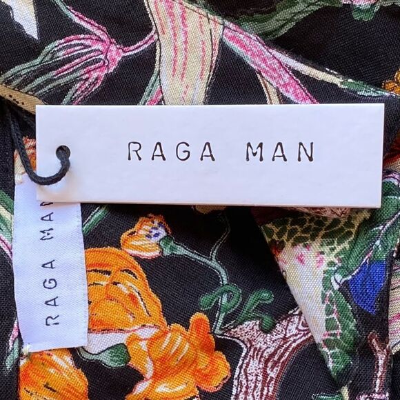 MEN'S RAGA MAN: BLACK FLORAL PRINT LONG SLEEVE SHIRT. MEDIUM. NWT - Picture 4 of 5